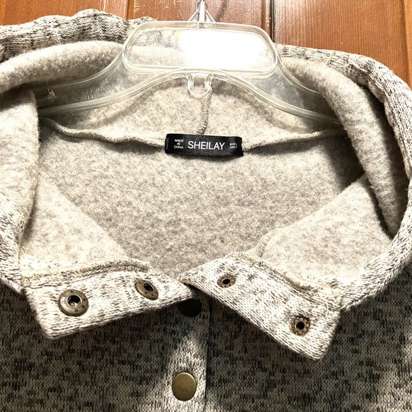 NWOT Sheilay Grey Marle  BOSS LADY 5 Snap  Pullover Hoodie w/Raglan sleeves - Picture 6 of 8